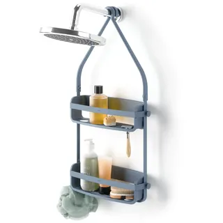Umbra Flex Hängende Duschablage mit 2 Ablagen, Badewannenablage und Bad-Organizer, Schieferblau