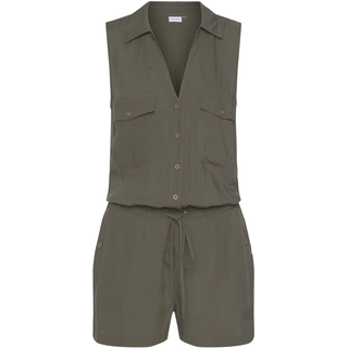 Kurzoverall LASCANA, Damen, Gr. 34, N-Gr, grün (khaki), Web, Obermaterial: 100% Viskose, figurumspielend kurz, Overalls Kurzoverall, aus gewebter Viskose, ärmelloser Jumpsuit mit Hemdblusenkragen, Topseller
