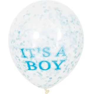 Babyparty-Konfetti-Luftballons - 30 cm - "It's a Boy" - Blau - 6er-Pack