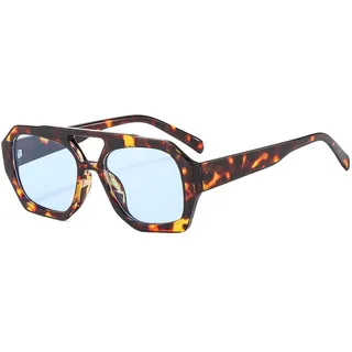 YAMEIZE 70s Retro Double Bridge Pilot - Sonnenbrille für Damen Herren Klassische Hexagonal Sonnenbrille Platz Brille Driving
