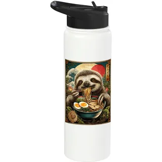 Lustiges Ramen Faultier Anime Otaku Nudeln Grafik Stainless Steel Insulated Water Bottle