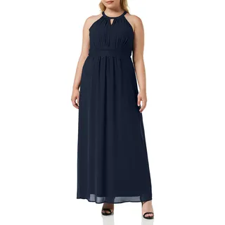 VILA CLOTHES Damen Neckholder Kleid VIMILINA HALTERNECK DRESS - NOOS 14052647, Maxi, Einfarbig, Gr. 42, Blau (Total Eclipse)