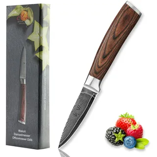 Wakoli EDIB Officemesser I 8cm Klinge aus echtem Damaststahl I Pakkaholzgriff