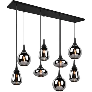 Trio Lumina 8-flg. 60 cm oval Metall Schwarz matt, Glas Chrom bedampft