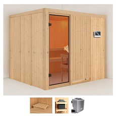 Bild Sauna »Gitte«, (Set), 9-kW-Bio-Ofen mit externer Steuerung beige