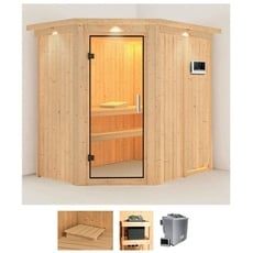 Bild Sauna »Clara«, (Set), 9 KW-Bio-Ofen mit externer Steuerung beige