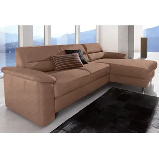sit&more Ecksofa »Ascara L-Form« inklusive Boxspring/Federkern-Polsterung, wahlweise mit Bettfunktion, braun,