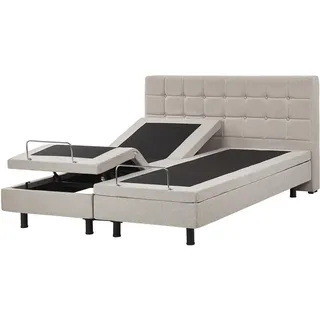 Beliani Polsterbett 160/200cm Beige Duke , Textil , 160x200 cm , Schlafzimmer, Betten, Polsterbetten