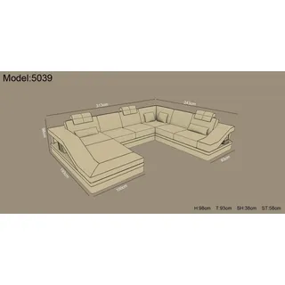 Design Ecken Big Polster Eck Sofa Couch XXL Leder Sofas Garnitur Wohnlandschaft - Schwarz