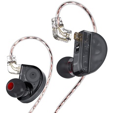 LINSOUL CVJ Konoka 1 Vibrationstreiber + 1 DD +1 BA Dreifach-Hybrid-Treiber in Ear-Kopfhörer mit 4 akustischen Modi, abnehmbarem sauerstofffreiem Kupfer 2 Pin-Kabel (Without Mic, Black)