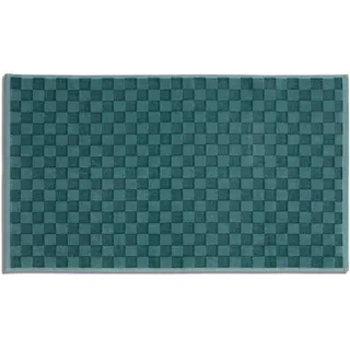 MÖVE Monochrome Check Velours Duschvorlage 50 x 80 cm aus 75% Baumwolle/ 25% Viskose aus Bambus-Zellstoff, Malachite