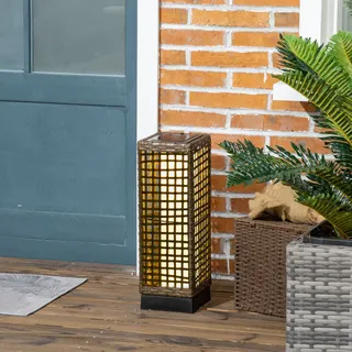 Outsunny Solarleuchte Rattan 15,5x15,5x46 cm inkl. LED schwarz