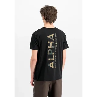 Alpha Industries Backprint T-Shirt schwarz/woodland, Größe L,