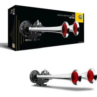 Elektrischer Pneumatik-Horn 24V - 115dB(A) - 370Hz-415Hz - Hochton/Tief-ton - Elektrisch-pneumatisch - ECE - Gehäusefarbe: Chrom-schwarz