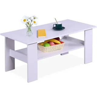 Relaxdays Couchtisch Weiß Holz 100 x 43,5 cm