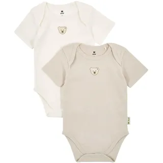 Steiff Body kurzarm 2er Pack EU Größe 92 cloud dancer, Baby-Body, kurzarm Body-Anzug für Babys, Strampler Einteiler, weicher und bequemer Strampelanzug, waschmaschinenfest
