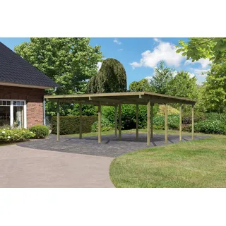 Karibu Doppelcarport Eco 5,27 x 5,76 m braun inkl. Pfostenanker
