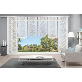 HOME WOHNIDEEN Schiebegardine »JENNA« Klettband 6 Stk. tlg. Schiebevorhang Jacquard Set, weiß