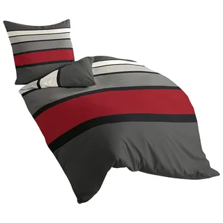 BIERBAUM Bettwäsche 4757, Mako-Satin, Designed in Germany, rot 63, 155x220 + 80x80 cm, Komfortgröße