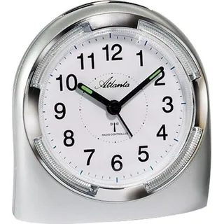 Atlanta 1404/19 Wecker Funk Funkwecker analog silbern mit Licht Snooze - Weiß