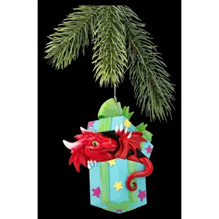 Weihnachtsbaumschmuck Christbaumkugel - Drache in Geschenk - Ruth Thompsons