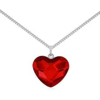 SILVEGO Damen Halskette aus 925 Sterling Silber mit Swarovski Crystals Herz Rot