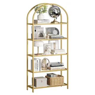 Goldenes Glasregal – Präsentationsregal – Lagerregal – 30,2 x 83 x 183,5 cm