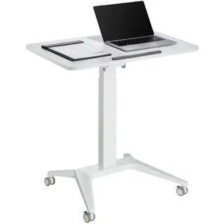 Maclean Brackets Maclean MC-453 Mobiler Laptop-Schreibtisch mit Pneumatischer Höhenverstellung Laptoptisch mit Rollen, 80x52 cm, max. 8 kg, Höhenverstellbar max. 109 cm (Weiß)