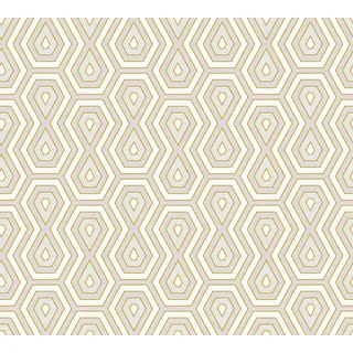 A.S. Création Architects Paper Vliestapete Jungle Chic Tapete geometrisch grafisch PVC-freie gold weiß grau matt glatt 377071 37707-1, 10.05 m x 0.53 m