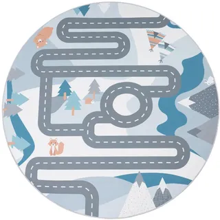Paco Home Kinderteppich »Bino 574« rund 4 mm Höhe Kurzflor, Straßen-Spiel-Teppich, Tippis & Wald, Kinderzimmer