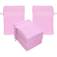 Betz 10 Stück Waschhandschuhe PALERMO 100% Baumwolle Waschlappen Set Größe 16x21 cm Farbe rosé