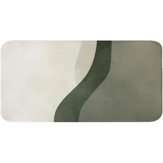 OnlyWow Badematte Japandi - Grün - Abstrakt - Modern Badezimmerteppich 120x60 cm , Textil , Füllung: Polyurethan (Pur) , Rechteckig , 120x60 cm , Heimtextilien, Badtextilien, Badematten