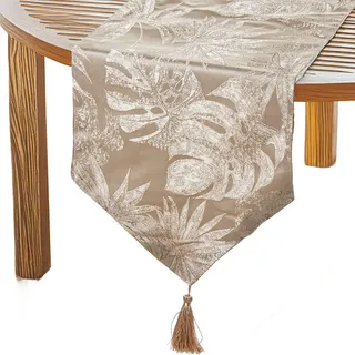 DRW Tischläufer aus Polyester, cremefarben, 30 x 1 x 180 cm