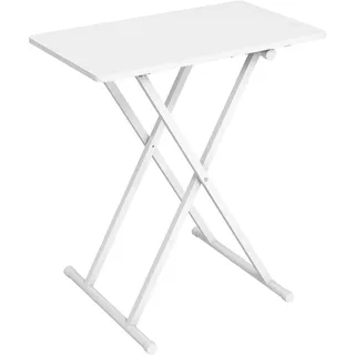 HOOBRO Beistelltisch Klappbar, Kleiner tabletttisch, verstellbare Höhe Klapptische, 60 x 40 x 60 cm, TV Tray, Tablett Tisch, Snack Tisch, Weiß EWW16BZ01