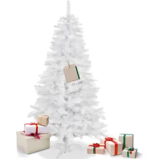 Springos® Exklusiver Künstlicher Weihnachtsbaum 220 cm Weiß | Moderner Tannenbaum für stilvolle Weihnachtsdekoration | Christbaum mit stabilem Ständer - Weiß