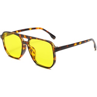 Long Keeper Retro Pilotenbrille Eckige Sonnenbrille Pilot Herren Damen Klassisch 70er Quadratische Sonnenbrille Retro Brille Pilotenform mit UV400 Schutz