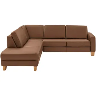 Valdera Ecksofa , Braun , Leder , Echtleder , Semi-Anilinleder , Buche , furniert , Ottomane links, L-Form , 257x235 cm , Goldenes M , Typenauswahl, Fußauswahl, Lederauswahl, Stoffauswahl, Armteilvarianten, Sitzqualitäten, seitenverkehrt erhältlich, Hocker erhältlich , Wohnzimmer, Sofas & Couches, Wohnlandschaften, Ecksofas