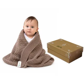 Little Dedi 100% Bio-Baumwolle Babydecke Gestrickt 80x100 cm Mokka – GOTS Zertifiziert, Weich und Atmungsaktiv, Ideal für Neugeborene und Säuglinge, Nora
