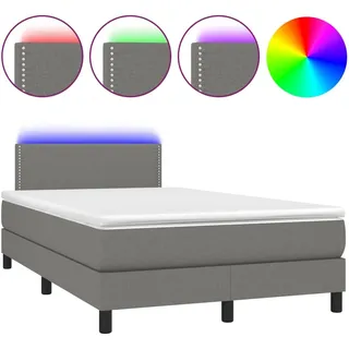 vidaXL Boxspringbett mit Matratze & LED Dunkelgrau 120x200 cm Stoff - Grau