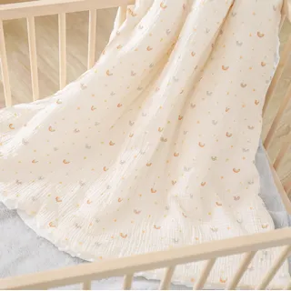SUPERBE BEBE Babydecke - Kinderbettdecke - Baby Bettdecke Aus Weicher Oeko-tex Baumwolle - 100x135 - Kuscheldecke Kinder - Geburtsgeschenk Junge Mädchen - Musselin decke Mit Noppen - Baby Bettwäsche -Baumwolldecke