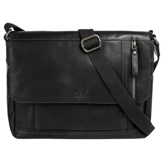 Sansibar Messenger Bag echt Leder, schwarz,
