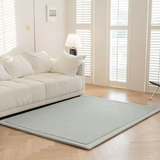 IOTXY Koralle Samt Teppich für Kinder - 150 x 150 cm Silbergrau Samtmatte