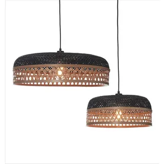 Good & Mojo Hängeleuchte , Naturfarben, Schwarz , Naturmaterialien , Holz , rund , 18 cm , LED-Leuchtmittel austauschbar , Lampen & Leuchten, Innenbeleuchtung, Hängeleuchten, Pendelleuchten