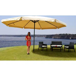 Sonnenschirm Meran Pro, Gastronomie Marktschirm mit Volant Ø 5m Polyester/Alu 28kg creme ohne Ständer - Beige