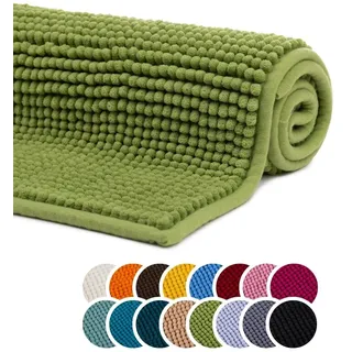 liebling Badematte 60x100 cm, Badezimmerteppich, Apfel Grün, Serie Chile | Rutschfest, Badteppich, Badvorleger, Duschvorleger, Badezimmermatte 60 x 100 cm, WC Deko, OEKO-TEX, Waschbar bis 30 Grad