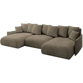 altdecor Eckcouch Samt 6-Sitzer Braun