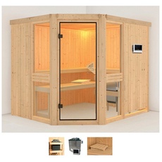 Bild Sauna »Aline 3«, (Set), 9-kW-Ofen mit externer Steuerung beige