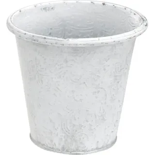 Pflanztopf Übertopf Metall Gefäß Weiß Ø15,5cm H14,5cm - Weiß