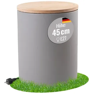 8 seasons design Shining Drum LED-Zylinder Hocker Tisch Flaschenkühler Pflanztopf (Ø 37cm, Höhe: 45cm) Grau, E27 Fassung inkl. Leuchtmittel in warmweiß, inkl. Deckel, Indoor & Outdoor