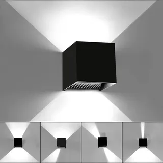 KAWELL 12W Modern Wandlampe LED Wandleuchte Up Down Einstellbarer Abstrahlwinkel Aluminium Wandbeleuchtung Innen Außen Wasserdicht IP65 für Badezimmer Treppen Schlafzimmer Korridor Wohnzimmer, 6000K